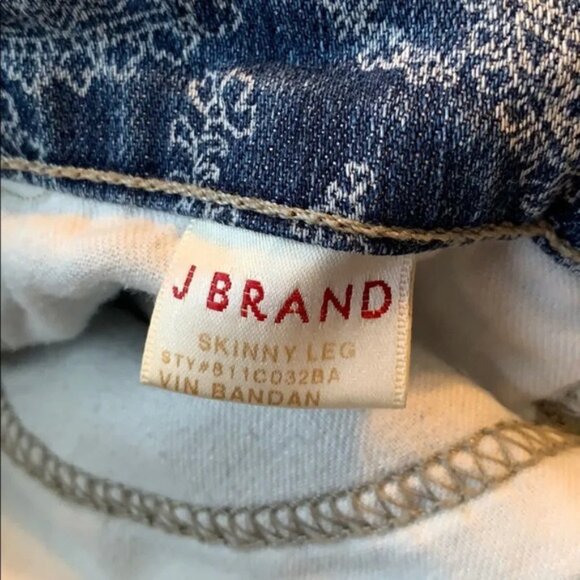 J Brand Skinny Leg Jeans Paisley Print Size 25 or 2 Light - Picture 6 of 7